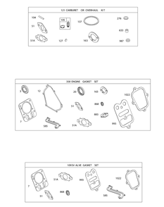 Bs 15t202-0915-F8 Gasket Kits Diagram and Parts List for CS3310 (24A424M-24A424M709-24A424M710-24A424M756)(2015) Cub Cadet Chipper Shredder